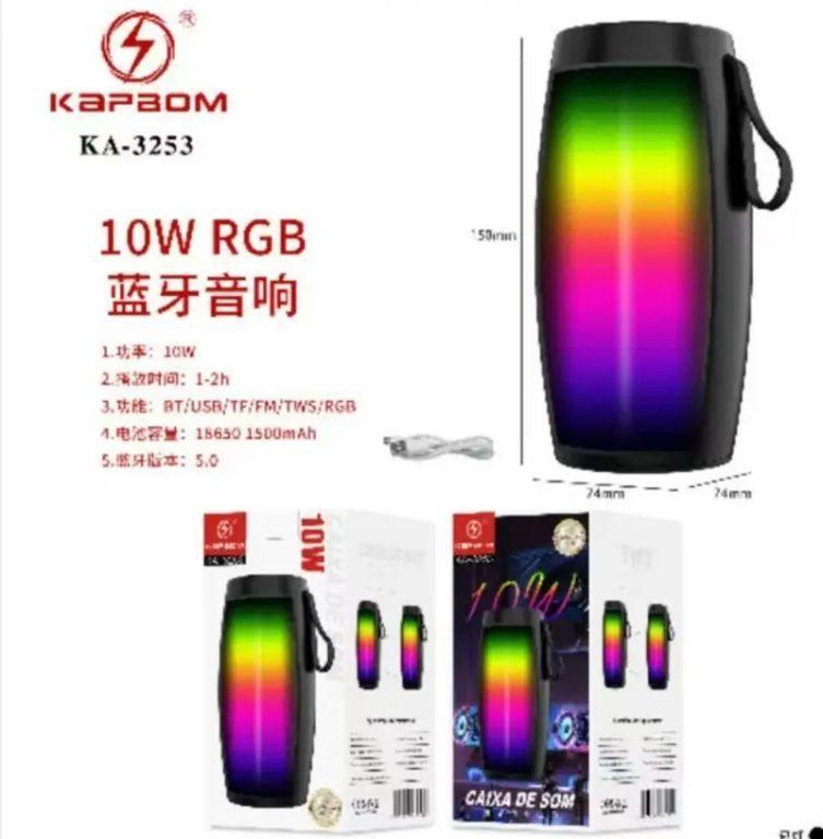 Caixa De Som Led 10w Bluetooth e FM Kapbom KA-3253