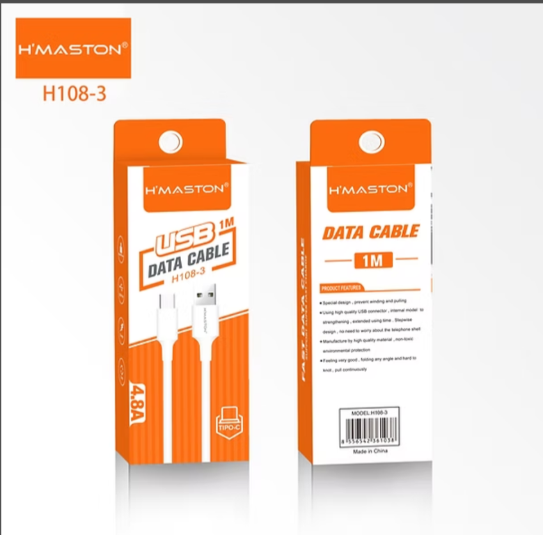 Cabo HMaston tipo c H108-3 Cabo USB para Carregamento Rápido