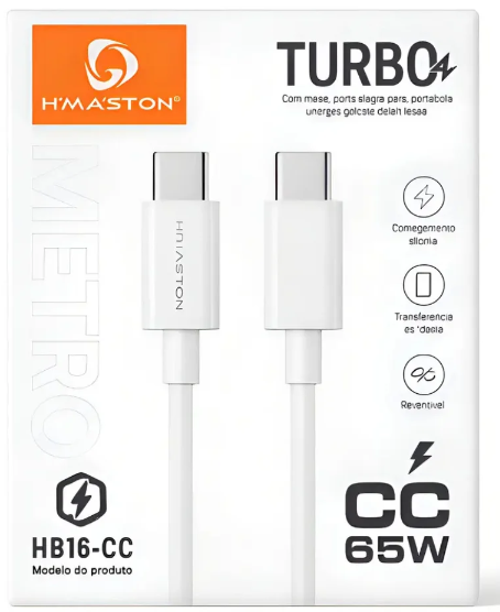 Cabo Turbo Tipo C Para Tipo C 1M 65W HB16-CC Hmaston 65w