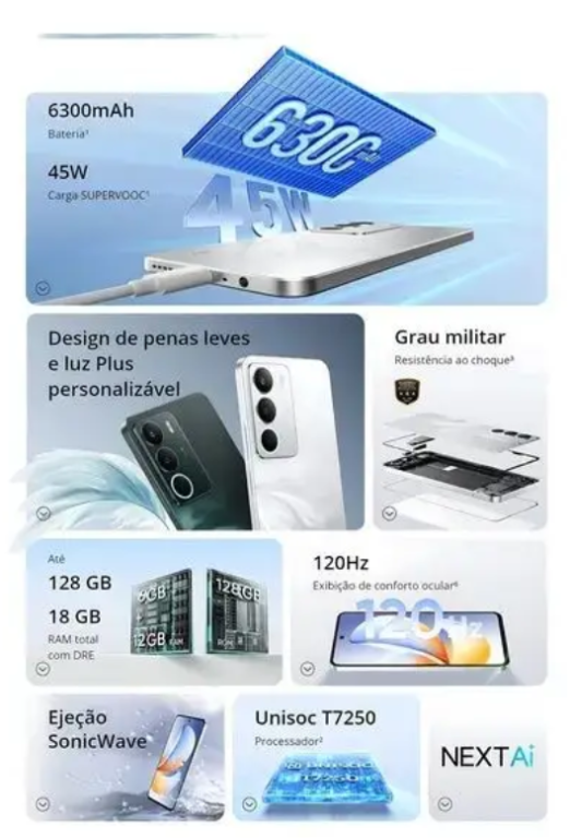 Smartphone Realme C71, 256GB, 8GB RAM, Tela 6,6 120Hz, Android 15, Câmera 50MP, Bateria 6300mAh, NFC, Dual SIM