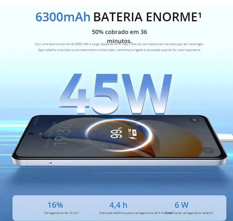 Smartphone Realme C71, 256GB, 8GB RAM, Tela 6,6 120Hz, Android 15, Câmera 50MP, Bateria 6300mAh, NFC, Dual SIM