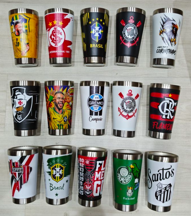 COPO DE TIME TÉRMICO DE BEBIDAS COM TAMPA