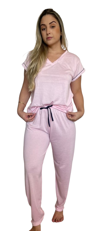 500 PIJAMA MEIA MANGA COM CALÇA E SHORT 03 PEÇAS - ROSA BEBE