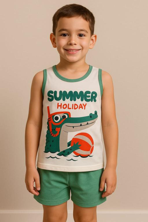 276 PIJAMA INFANTIL MASCULINO CAMISETA SILKADO - VERDE