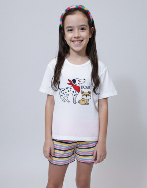 202 PIJAMA INFANTIL MEIA MANGA COM SHORT - VARIADOS