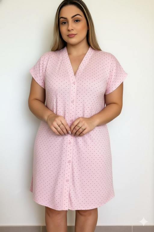 049 CAMISAO MANGA JAPONESA ABERTO - ROSA BEBE