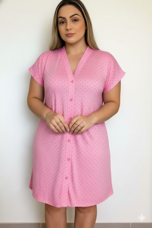 049 CAMISAO MANGA JAPONESA ABERTO - ROSA CHICLETE