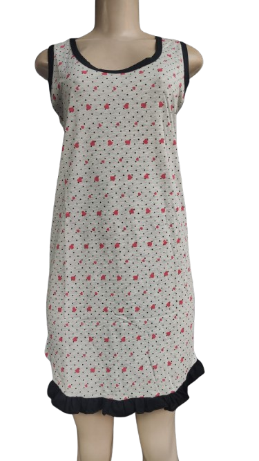842 CAMISOLA ESTAMPADA COM BABADO - PRETO