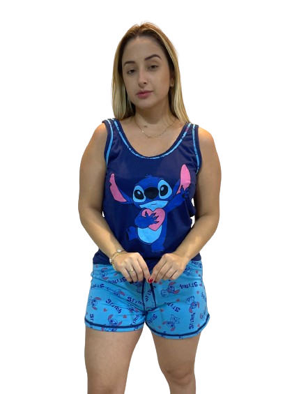 205 PIJAMA REGATA SILK SHORT ESTAMPADO - AZUL