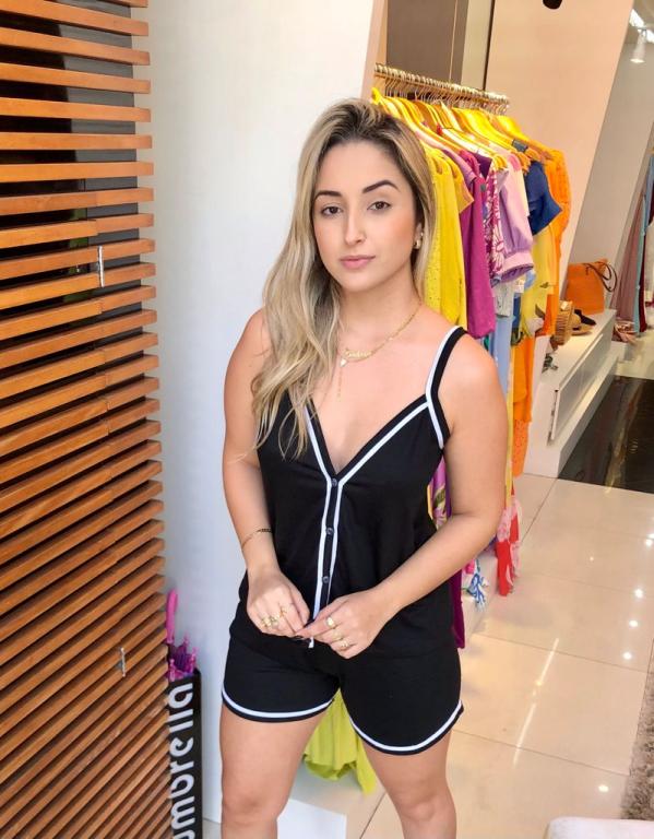 506 PIJAMA ALCINHA ABERTO VIES DUPLO - PRETO