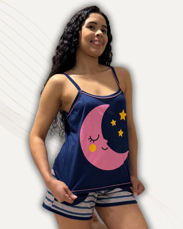 806 PIJAMA ALÇA DE BOLSO - AZUL MARINHO