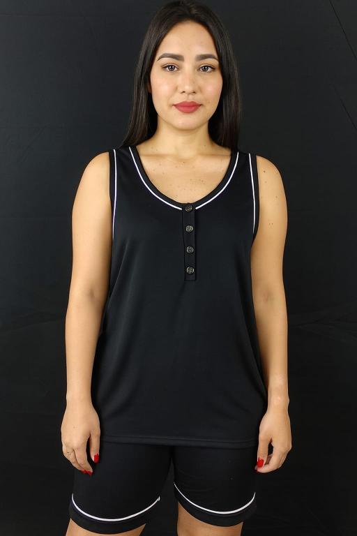 872 PIJAMA CAMISETA GALÃO LISO - PRETO