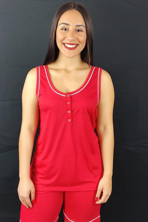 872 PIJAMA CAMISETA GALÃO LISO - VERMELHO