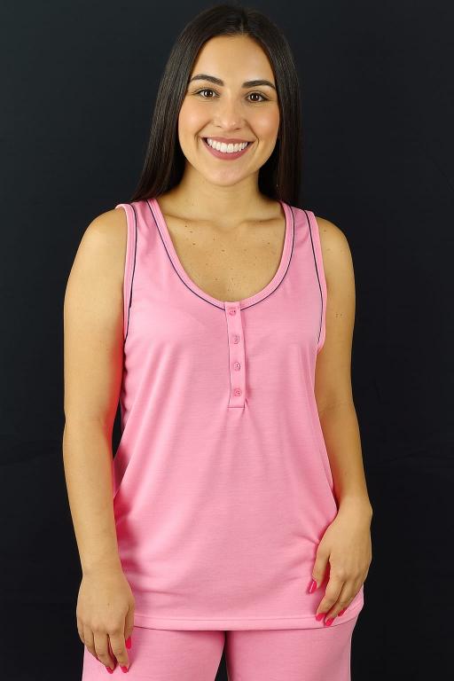872 PIJAMA CAMISETA GALÃO LISO - ROSA CHICLETE
