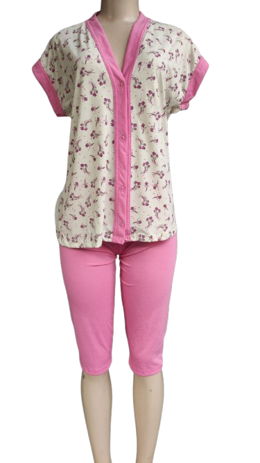 886 PIJAMA ABERTO MANGA JAPONESA COM PESCADOR - ROSA CHICLETE