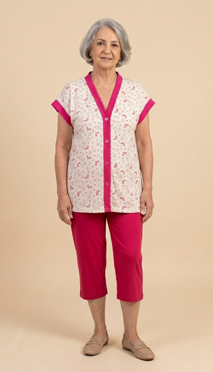 886 PIJAMA ABERTO MANGA JAPONESA COM PESCADOR - ROSA PINK