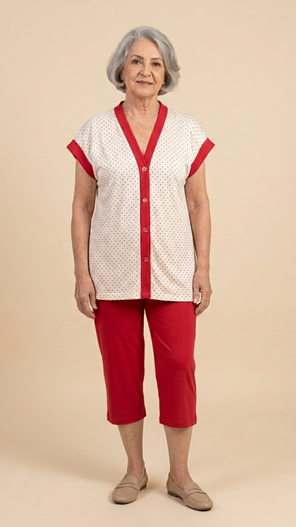 886 PIJAMA ABERTO MANGA JAPONESA COM PESCADOR - VERMELHO