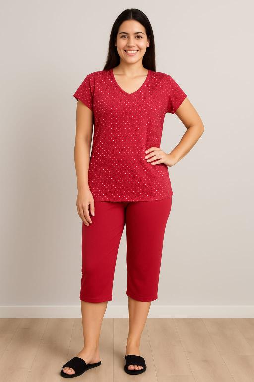 888 PIJAMA GOLA V BLUSA DE POA COM PERCADOR - VERMELHO