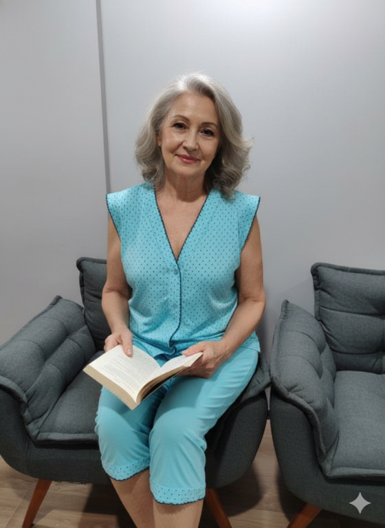 1030 PIJAMA PESCADOR ABERTO DE BOTAO COM PICUETA - AZUL BEBE