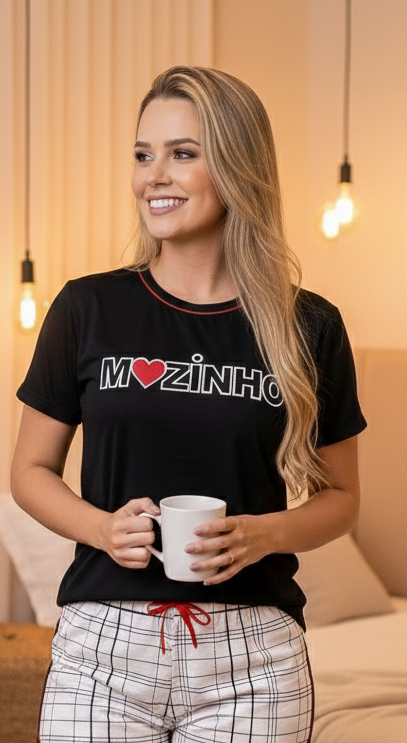 469 PIJAMA FEMININO CASAL MOZINHO - PRETO