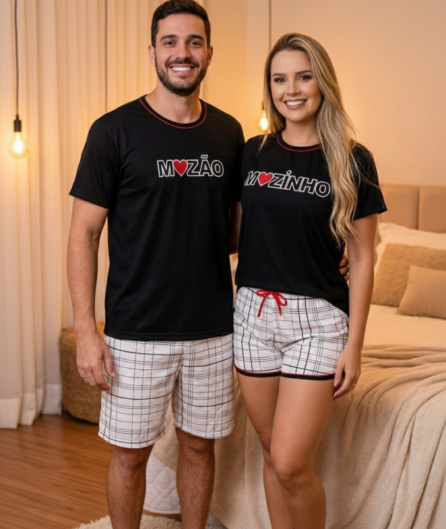 469 PIJAMA FEMININO CASAL MOZINHO - PRETO