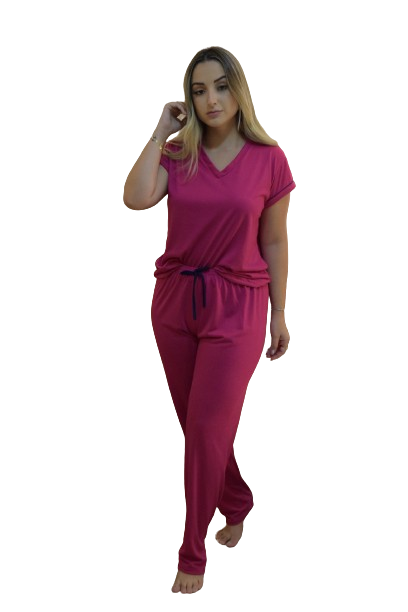 500 PIJAMA MEIA MANGA COM CALÇA E SHORT 03 PEÇAS - ROSA PINK