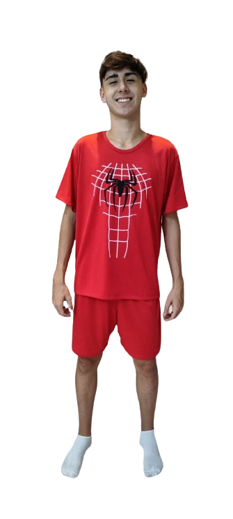 240 PIJAMA MASCULINO MEIA MANGA E SHORT - VERMELHO