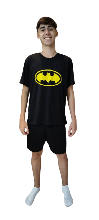 240 PIJAMA MASCULINO ADULTO MEIA MANGA E SHORT - PRETO