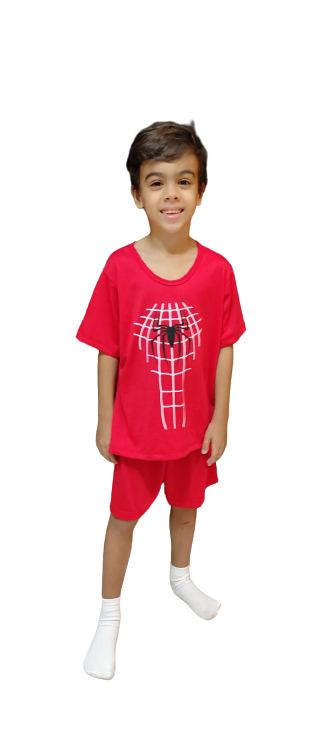 242 PIJAMA MASCULINO INFANTIL MEIA MANGA E SHORT - VERMELHO
