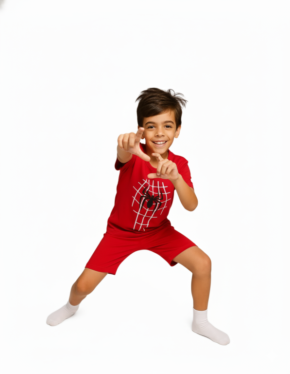 242 PIJAMA MASCULINO INFANTIL MEIA MANGA E SHORT - VERMELHO