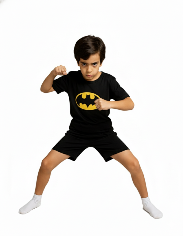 242 PIJAMA MASCULINO INFANTIL  MEIA MANGA E SHORT - PRETO