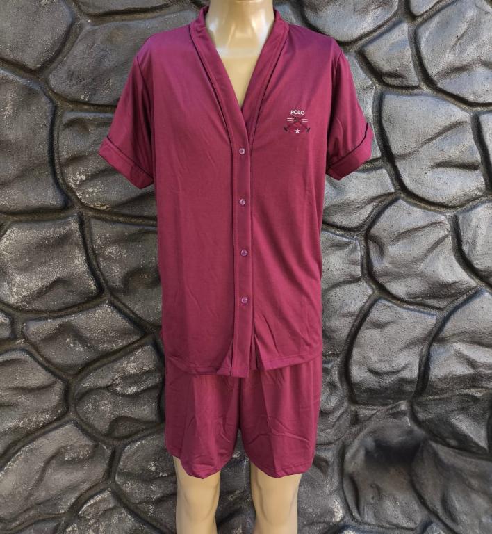 428 PIJAMA MASCULINO ABERTO COM BOTOES LISO - VINHO