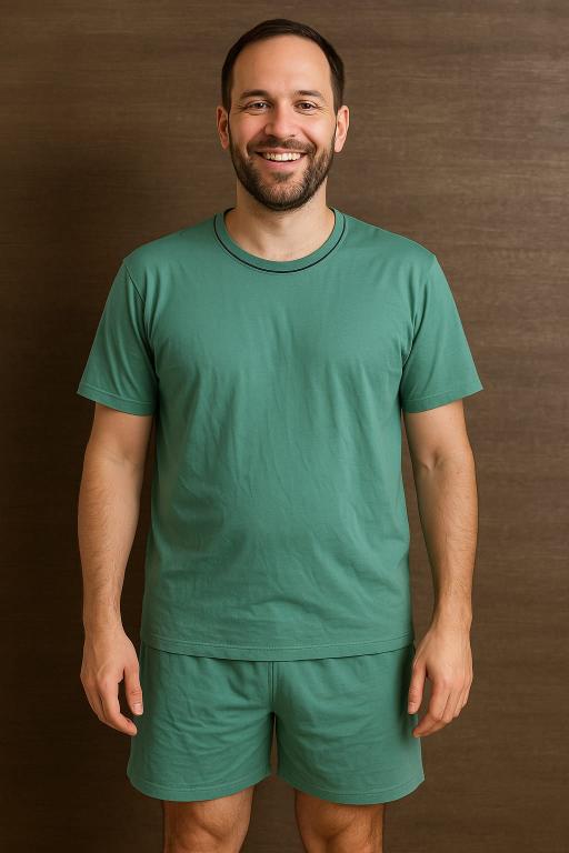 852 PIJAMA MASCULINO LISO GOLA REDONDA - VERDE