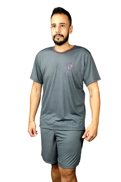 852 PIJAMA MASCULINO LISO GOLA REDONDA - CHUMBO