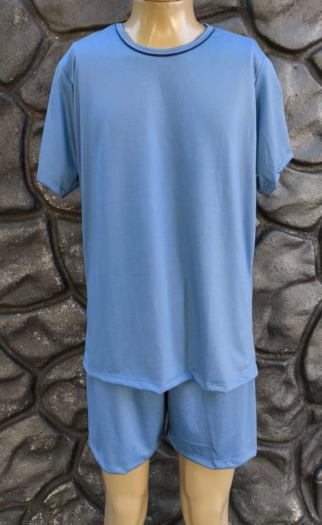 852 PIJAMA MASCULINO LISO GOLA REDONDA - AZUL PETROLEO
