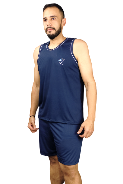 816 PIJAMA LISO MASCULINO CAMISETA - AZUL MARINHO