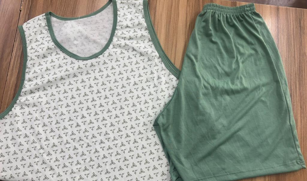 818 PIJAMA  MASCULINO CAMISETA ESTAMPADO  - VERDE