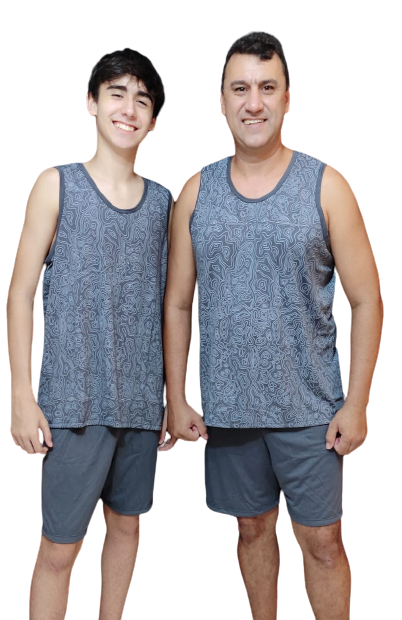 818 PIJAMA MASCULINO CAMISETA ESTAMPADO - CINZA