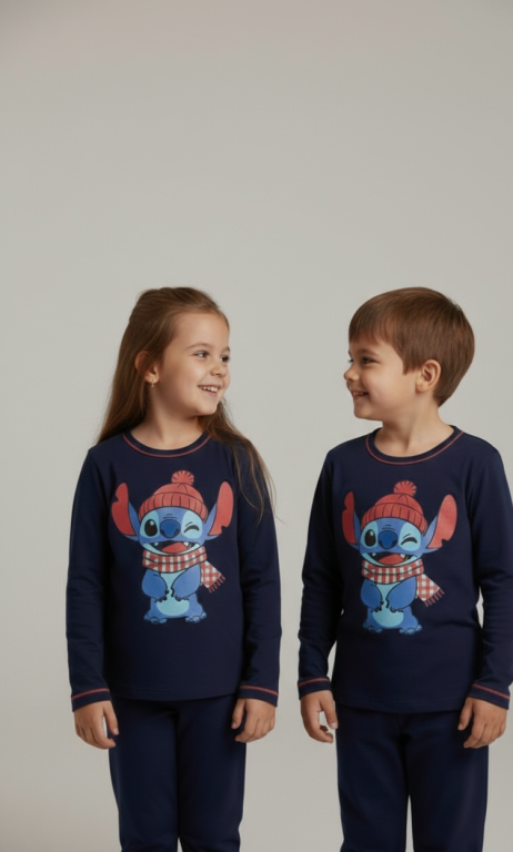 496 PIJAMA  INFANTIL LONGO LISO - MARINHO