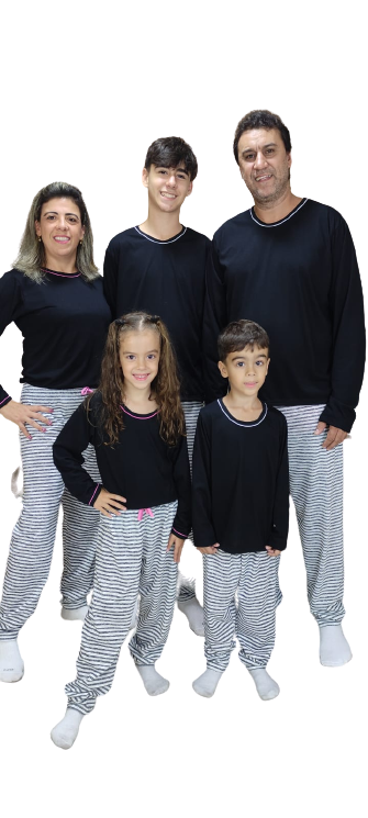 474 PIJAMA LONGO MASCULINO   FAMILIA TODA - PRETO