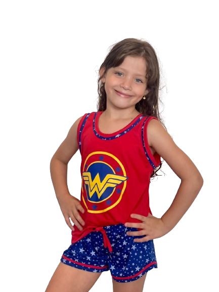 206 PIJAMA INFANTIL CAMISETA C SHORT BICHOS - VERMELHO