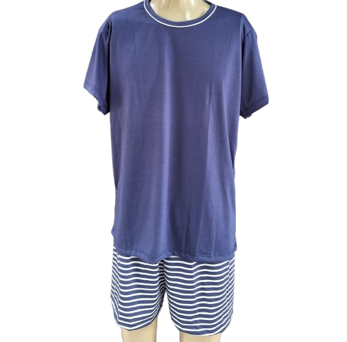 851 PIJAMA MASCULINO MANGA CURTA SHORT - AZUL MARINHO