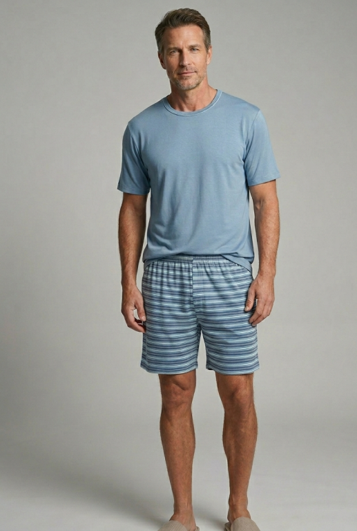 851 PIJAMA MASCULINO MANGA CURTA SHORT - AZUL PETROLEO