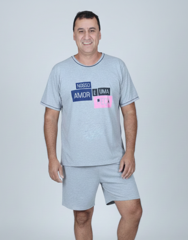 464 PIJAMA MASCULINO MANGA CURTA - MESCLA