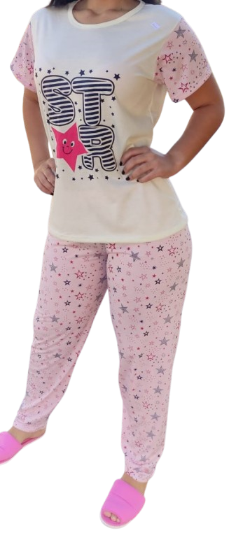 *PROMO* 140 PIJAMA MEIA MANGA COM CALÇA ESTAMPADA - STAR