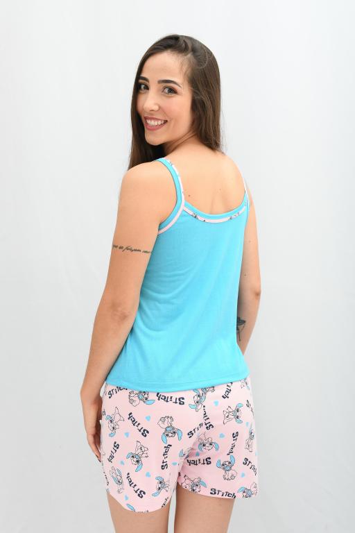 454 PIJAMA ALÇA COM SILK - AZUL TURQUESA