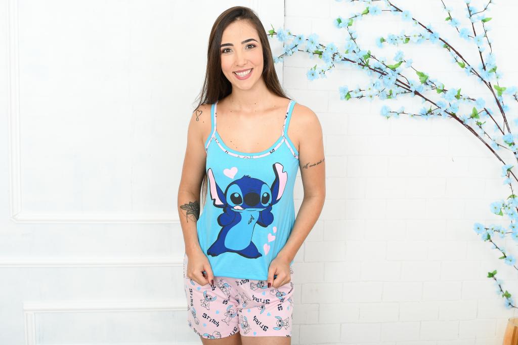 454 PIJAMA ALÇA COM SILK - AZUL TURQUESA