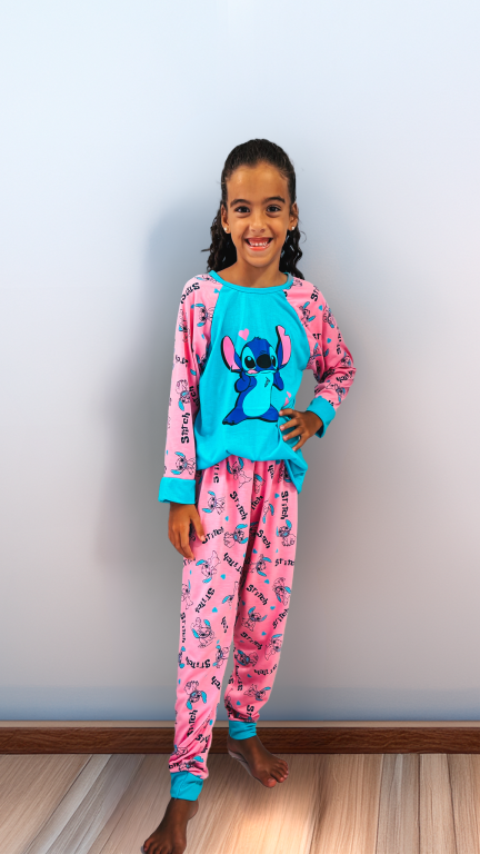 432 PIJAMA INFANTIL  MANGA RAGAM ESTAMPADOS - ROSA