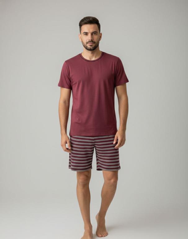 851 PIJAMA MASCULINO MANGA CURTA SHORT - VINHO