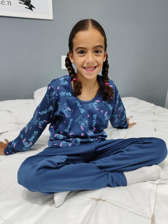 538 PIJAMA MOLETINHO INFANTIL BLUSA ESTAMPADA - AZUL